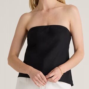 NWT Quince 100% European Black Linen Strapless Top Sz XS